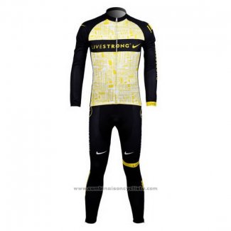 2012 Maillot Cyclisme Livestrong Jaune Manches Longues et Cuissard